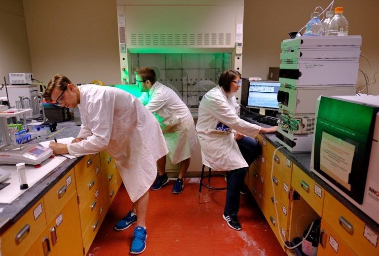 St. Francis Xavier students in a lab