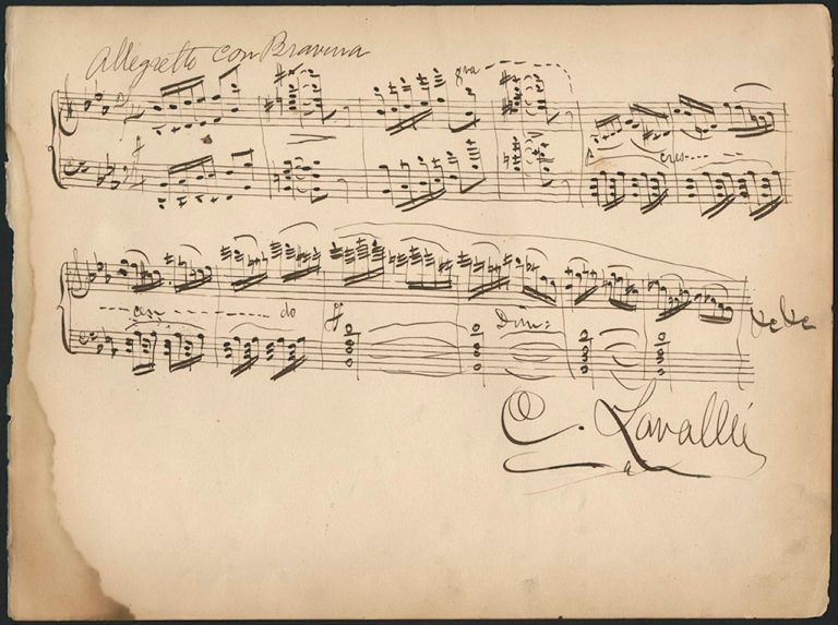 Allegretto con Bravura, handwritten sheet music by Calixa Lavallée. (Courtesy: Library and Archives Canada e011163931)