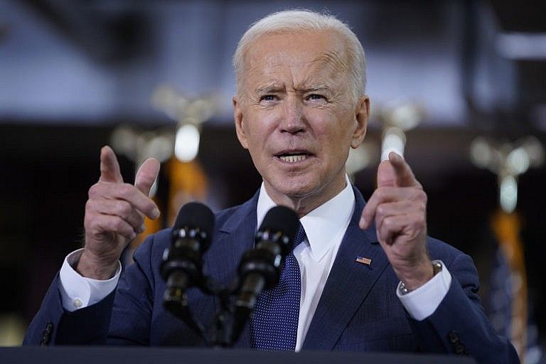 Biden delivers a speech on infrastructure spending at Carpenters Pittsburgh Training Center, on March 31, 2021, in Pittsburgh (AP Photo/Evan Vucci)