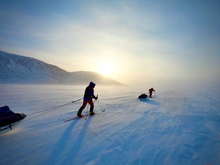 Nicolas and Guillaume. in between Eureka and Resolute Bay at the beginning of May. (Courtesy of the AKOR expedition)