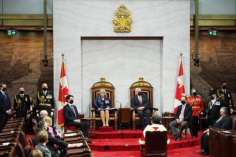 Gov. Gen. Mary Simon delivers the Throne Speech in the Senate in Ottawa on Tuesday, Nov. 23, 2021. (Sean Kilpatrick/CP)