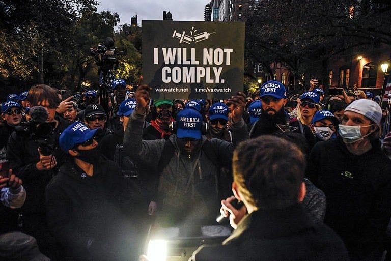 An anti-vaccine protest in New York in November (Stephanie Keith/Getty Images)