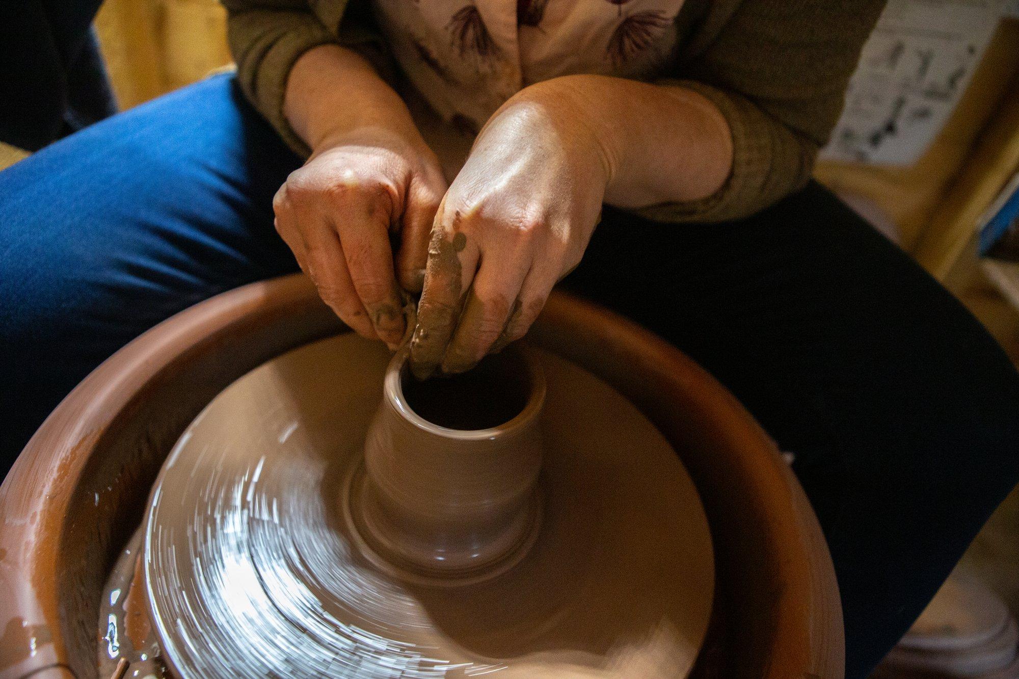Ross is a potter in Florenceville-Bristol, New Brunswick, about a 90-minute drive northwest of Fredericton, and also works in her own home pottery studio