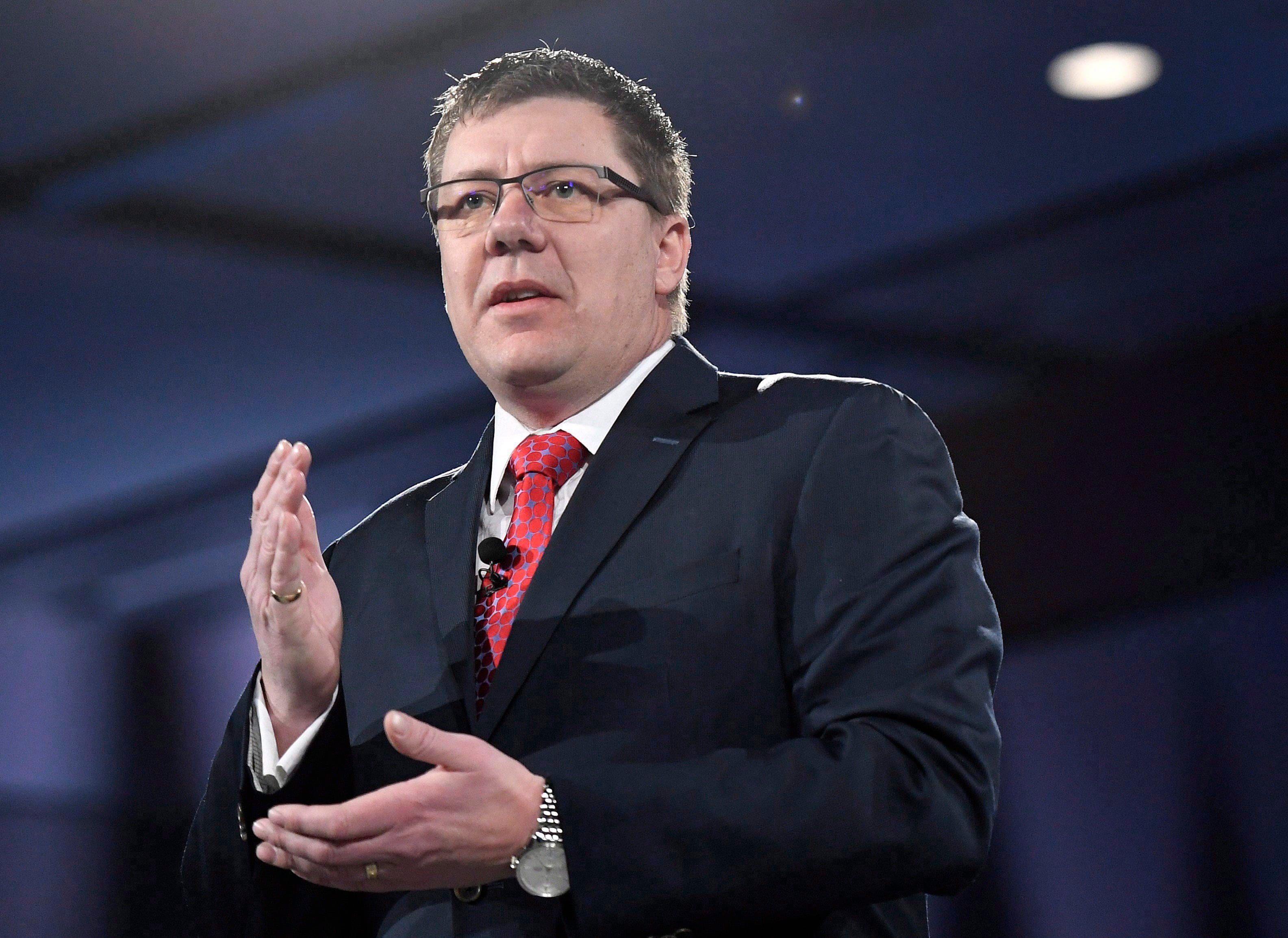 Saskatchewan Premier Scott Moe speaks at the Manning Networking Conference in Ottawa on Friday, Feb. 9, 2018. (Justin Tang/CP)
