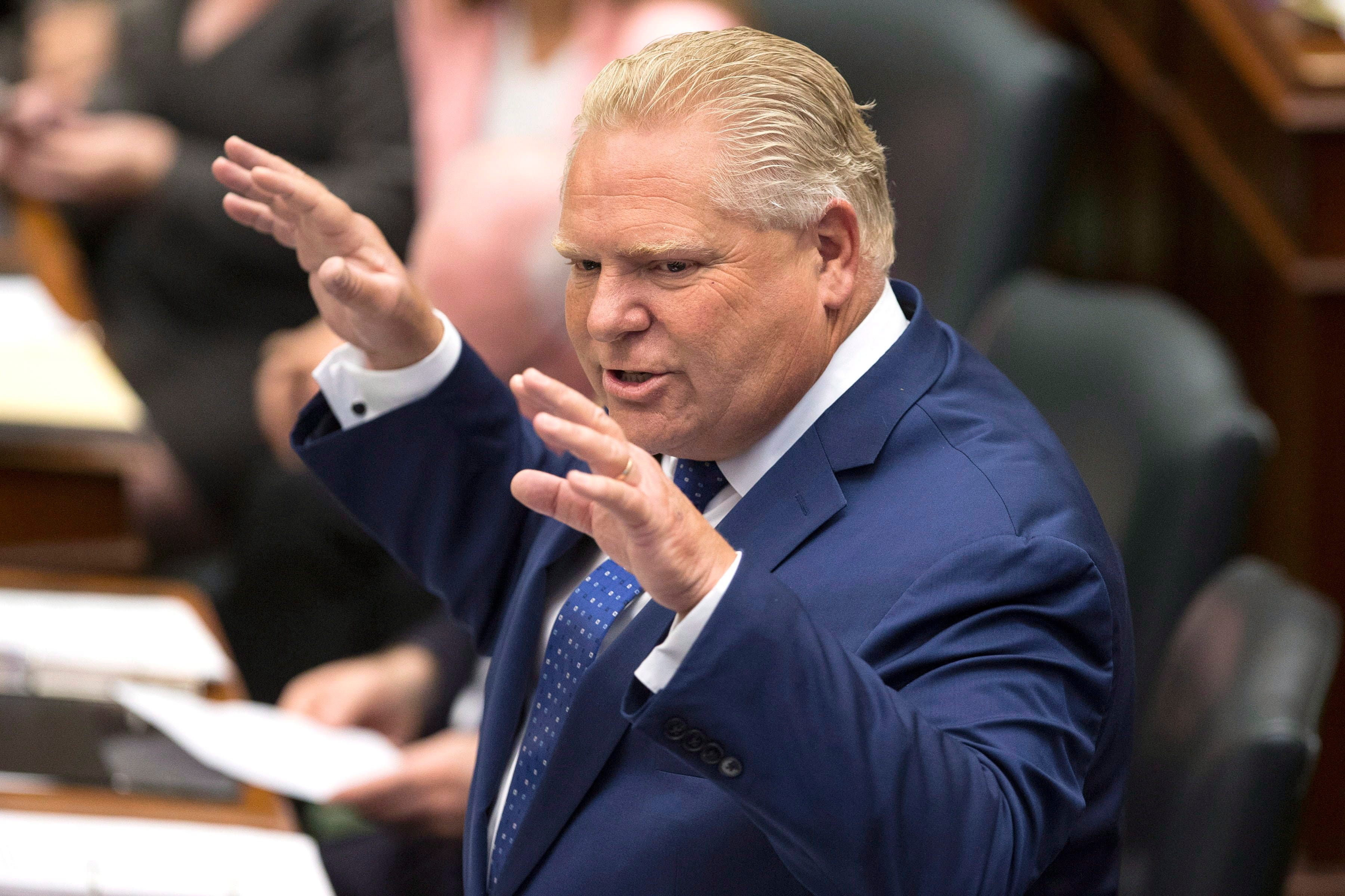 Ontario Premier Doug Ford speaks during Question Period at the Ontario Legislature in Toronto on Sept. 12, 2018. (THE CANADIAN PRESS/Chris Young)