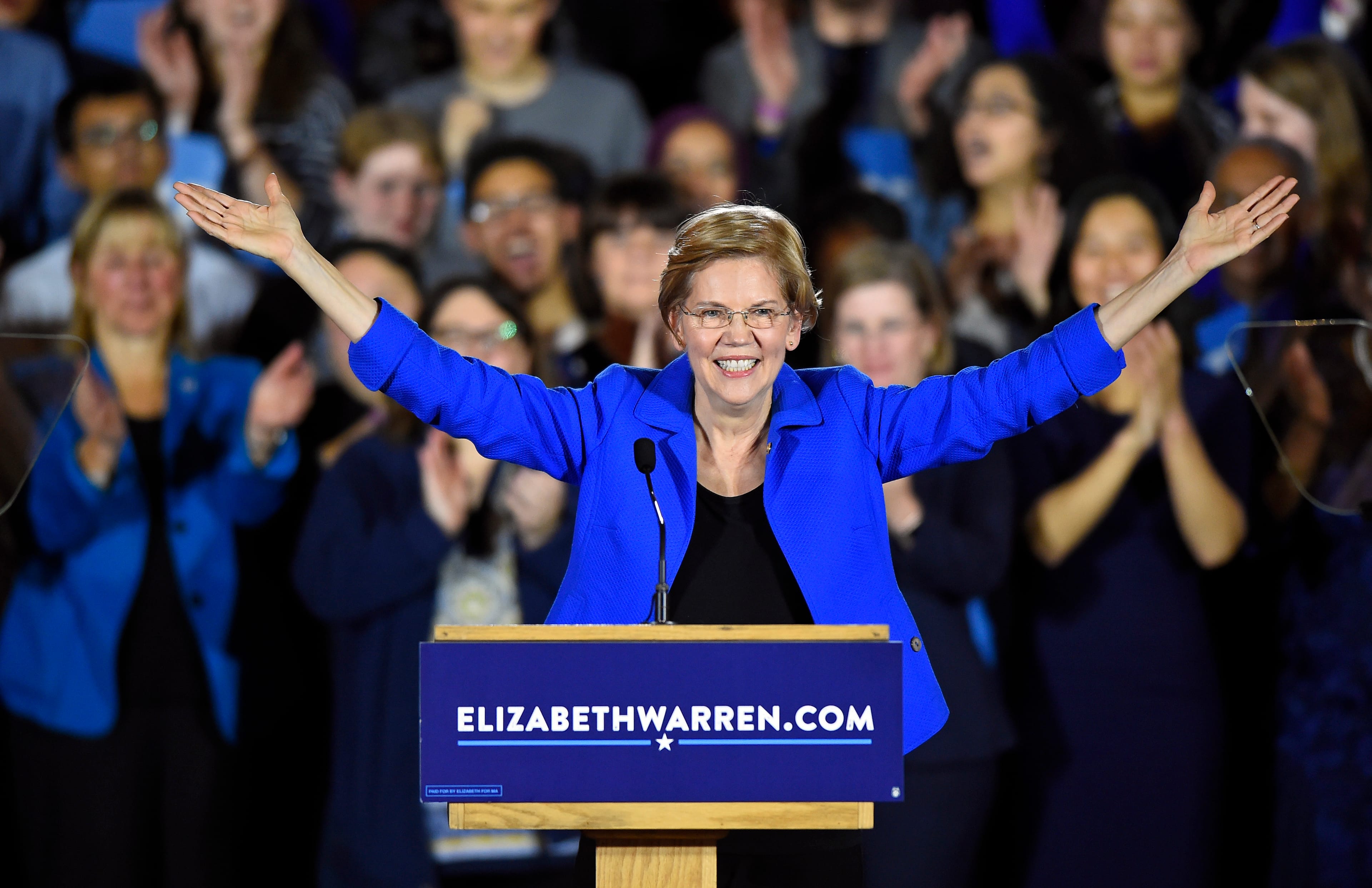 U.S. Senator Elizabeth Warren speaks during the Massachusetts Democratic Coordinated Campaign election night party at the Fairmont Copley Plaza hotel in Boston, Massachusetts on November 6, 2018. (Photo By Christopher Evans/Digital First Media/Boston Herald via Getty Images)