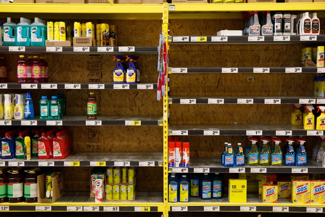 The cleaning products aisle at a No Frills in Toronto (Photograph by Cole Burston)