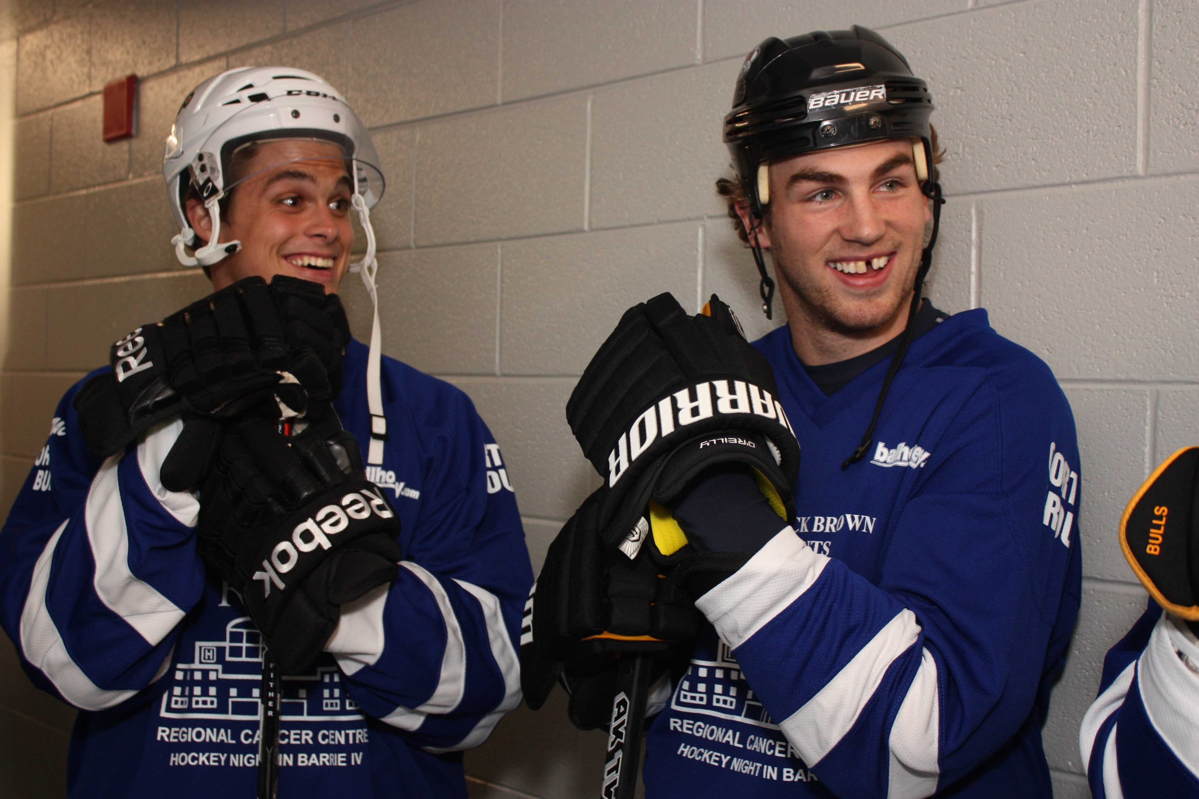 Luke Pither (left), Ryan O'Reilly