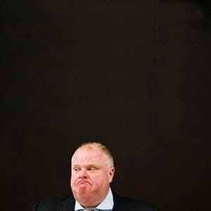 Toronto Mayor Ford sits at a city council executive committee meeting at City Hall in Toronto