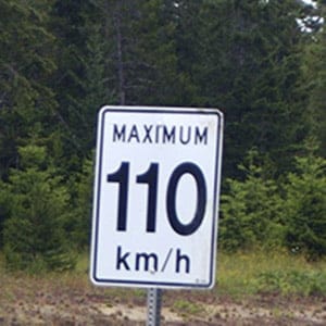 Canadian Speed Limit Sign of 110 km/h - Stock Image