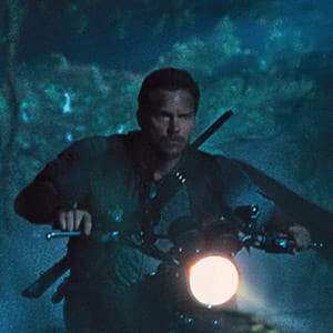 CHRIS PRATT is surrounded by raptors in "Jurassic World". Steven Spielberg returns to executive produce the long-awaited next installment of his groundbreaking "Jurassic Park" series. Colin Trevorrow directs the epic action-adventure from a screenplay he wrote with Derek Connolly. Frank Marshall and Patrick Crowley join the team as producers. (Universal Pictures)