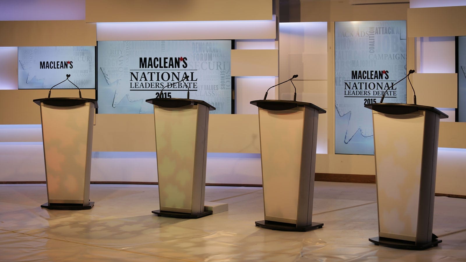 The last rehearsal before the Maclean's Leaders Debate. (Photo credit: Dillan Cools/Maclean's)