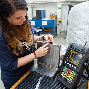 MACLEANS-MOHAWK-09.28.15-HAMILTON, ON: Justine Sutor is a student in the quality engineering technician - non destructive evaluation program at Mohawk college in Hamilton, ON. (Photograph by Cole Garside.)