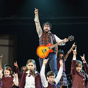 NEW YORK, NY - JUNE 11: Alex Brightman and The Kid Band perform during a press preview performance of "School of Rock - The Musical" at Gramercy Theatre on June 11, 2015 in New York City. (Slaven Vlasic/Getty Images)