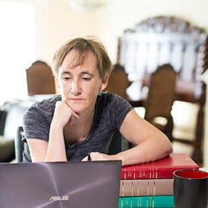 Friday, September 18, 2015 - Calgary, Alberta - Lisa Elmore who lives in Airdrie, AB is a former paralegal who went back to law school in the UK (where you don't have to have a law degree) and is now studying to write the bar in Canada so that she can practice here. (Photograph by Chris Bolin)