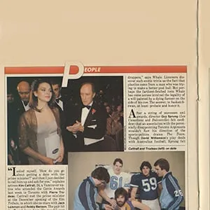 An article from Maclean's 1981 issue featuring a photo of Kim Cattrall and Prime Minister Pierre Elliott Trudeau. (Maclean's)