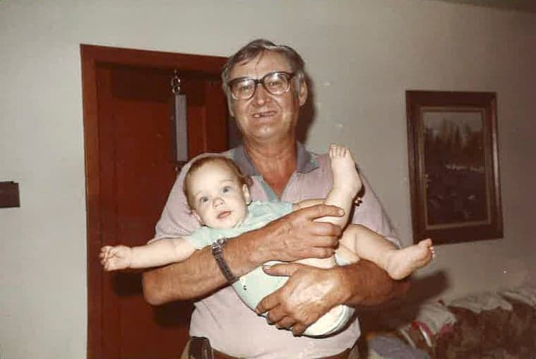 Everett Klippert with his great-niece Sarah Griebel. After he died in 1996, Klippert’s remains were taken to Sarah’s parents’ homestead near the small town of Castor, Alta. (Photograph courtesy family)