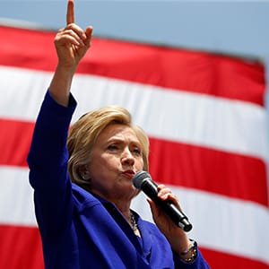 U.S. Democratic presidential candidate Hillary Clinton makes a speech during a campaign stop in Lynwood, California, United States June 6, 2016. (Mike Blake/Reuters)