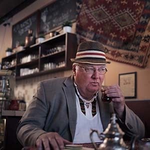 Bruce Mabley photographed at Avesta Turkish-Kurdish restaurant in Montreal. June 20th 2016. (Photograph by Roger Lemoyne)