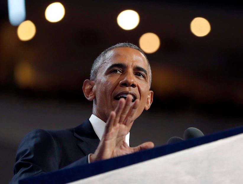 President Barack Obama speaks during the third day session of the Democratic National Convention in Philadelphia, Wednesday, July 27, 2016. (AP Photo/Carolyn Kaster)
