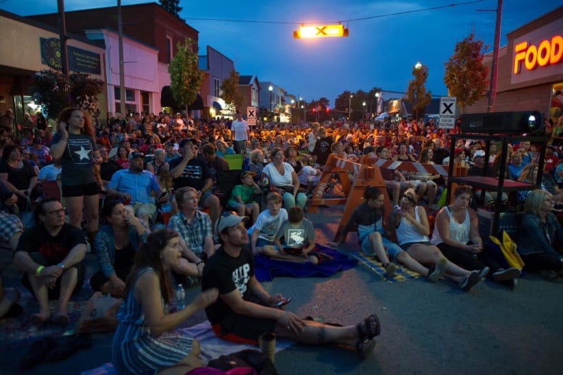 Tragically Hip fans gather on Bolton Street in Bobcaygeon. (Photograph by Cole Garside)