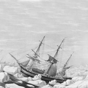 Illustration of the HMS Erebus and HMS Terror stuck in the ice pack. (Getty)