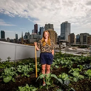 Arlene Throness, Urban Farm Manager on the rooftop garden at Ryerson University. (Mark Blinch/Ryerson University)