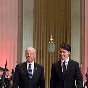 Prime Minister Justin Trudeau and U.S. Vice-President Joe Biden arrive at a state dinner on Thursday, Dec. 8, 2016 in Ottawa. (Justin Tang/CP)