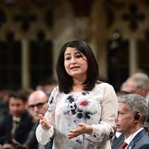 Demoncratic Institutions Minister Maryam Monsef responds to a question during question period in the House of Commons on Parliament Hill in Ottawa on Monday, Nov. 28, 2016. (Sean Kilpatrick/CP)