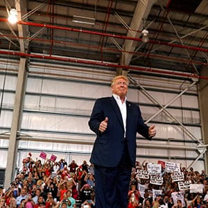 U.S. President Donald Trump holds a "Make America Great Again" rally at Orlando Melbourne International Airport in Melbourne, Florida, U.S. February 18, 2017. (Kevin Lamarque/Reuters)