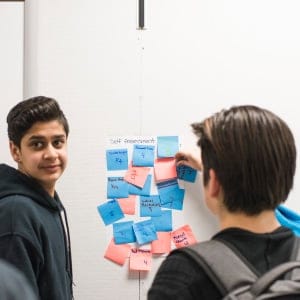 Lisa Marie Fraser teaches a class on character at W.J. Mouat Secondary. (Photograph by Jimmy Jeong)