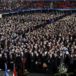 Canada's Prime Minister Justin Trudeau speaks during funeral ceremonies for three of the victims of the deadly shooting at the Quebec Islamic Cultural Centre, in Montreal, Quebec, Canada, February 2, 2017. (Chris Wattie/Reuters)