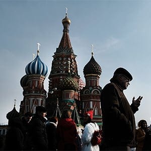 People walk through Red Square in Moscow on March 7, 2017 in Moscow, Russia. (Spencer Platt/Getty Images)
