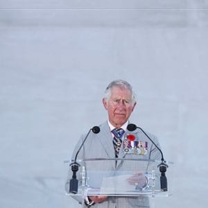 Britain's Prince Charles delivers his speech as he attends a ceremony to commemorate the 100th anniversary of the Battle of Vimy Ridge at the Canadian National Memorial in Vimy, France, April 9, 2017. (Christian Hartmann/Reuters)