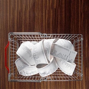 Receipt in Shopping Basket.