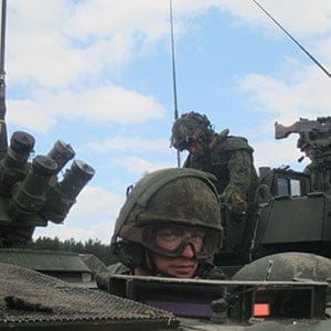 The battlegroup during exercises at the Adazi Training Area outside Riga. (Chris Scott)