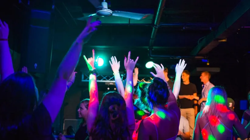 St. Francis Xavier students dance at The Inn (the student union bar) on the first wing night of the semester on Wednesday, Sept. 6, 2017.
(Photograph by Mikaela MacKenzie)