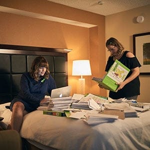 Jennifer Kravis and Sue Faber prepare for their meeting with the Minister of Health in Ottawa to discuss Lyme Disease. (Photograph by Jessica Deeks)