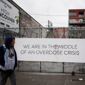 A memorial wall dedicated to overdose victims in Vancouver's Downtown, British Columbia, Monday, April 10, 2017. April 14, 2017 marks the one year anniversary since Medical health officer Dr. Perry Kendall declared a Public Health Emergency in response to another surge in drug-related overdoses and deaths. (Rafal Gerszak)