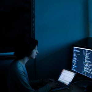 Computing Science Program student Niko Yasui, works on code at the University of Alberta in Edmonton Alberta. (Photograph by Jason Franson)