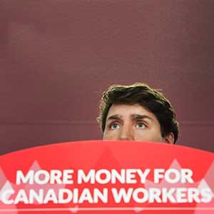 Prime Minister Justin Trudeau speaks to the media after visiting the YMCA Employment Services in Burlington, Ont., on Thursday, October 26, 2017. THE CANADIAN PRESS/Nathan Denette