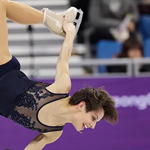 Meagan Duhamel and Eric Radford of Canada perform in the pair figure skating short program in the Gangneung Ice Arena at the 2018 Winter Olympics in Gangneung, South Korea, Wednesday, Feb. 14, 2018. (AP Photo/David J. Phillip)