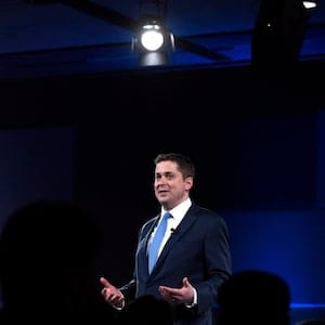 Conservative Leader Andrew Scheer speaks at the Manning Networking Conference in Ottawa on Friday, Feb. 9, 2018. THE CANADIAN PRESS/Justin Tang