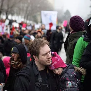 Marchers gather to take part in solidarity with the Women's March on Washington, in Edmonton, Alta., on Saturday January 21, 2016. Protests are being held across Canada today in support of the Women's March on Washington. Organizers say 30 events in all have been organized across Canada, including Ottawa, Toronto, Montreal and Vancouver. THE CANADIAN PRESS/Jason Franson
