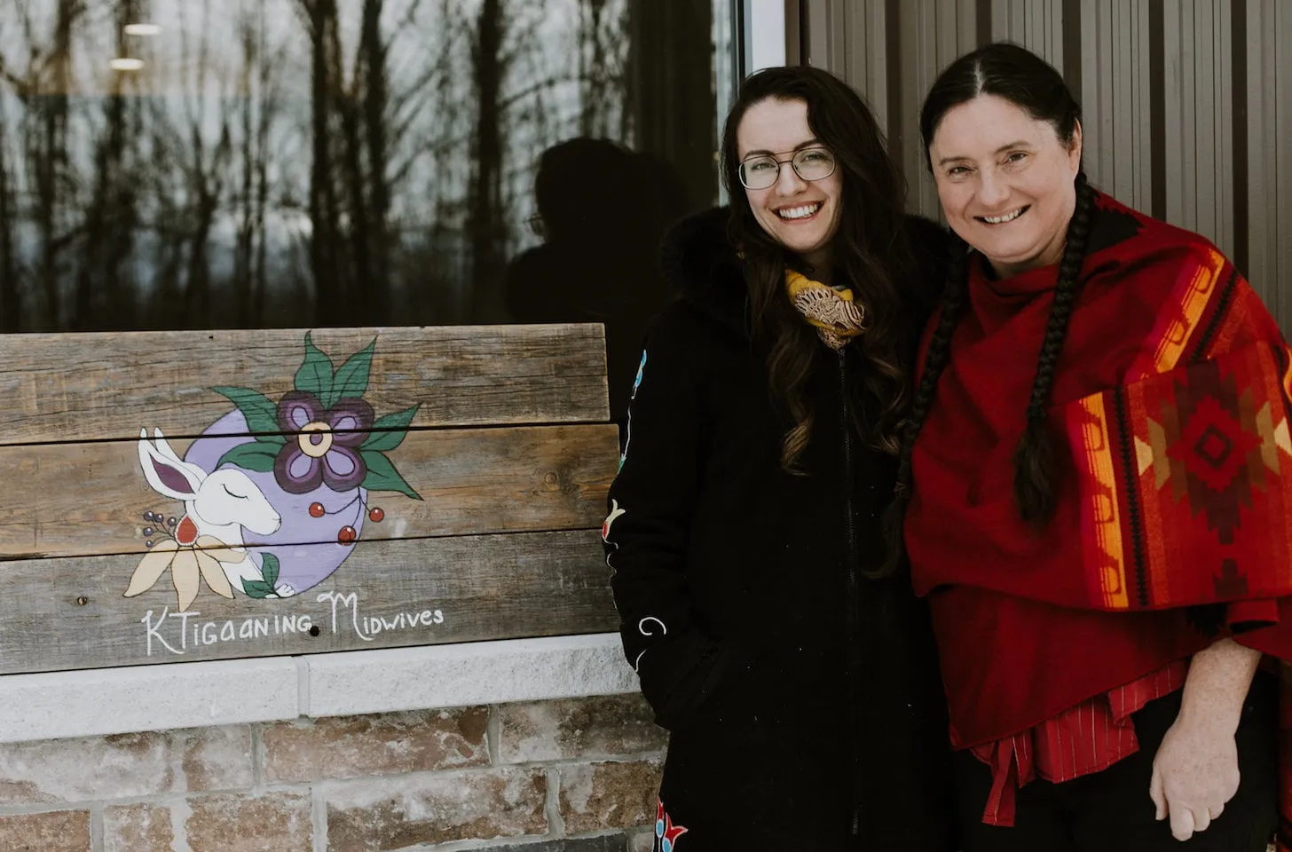 Mother-daughter midwifery team Rachel Dennis (left) and Carol Couchie (right) of K’Tigaaning Midwives in Nipissing First Nation, Ont. Photo, Allison Roberts/Dark Woods Photography.