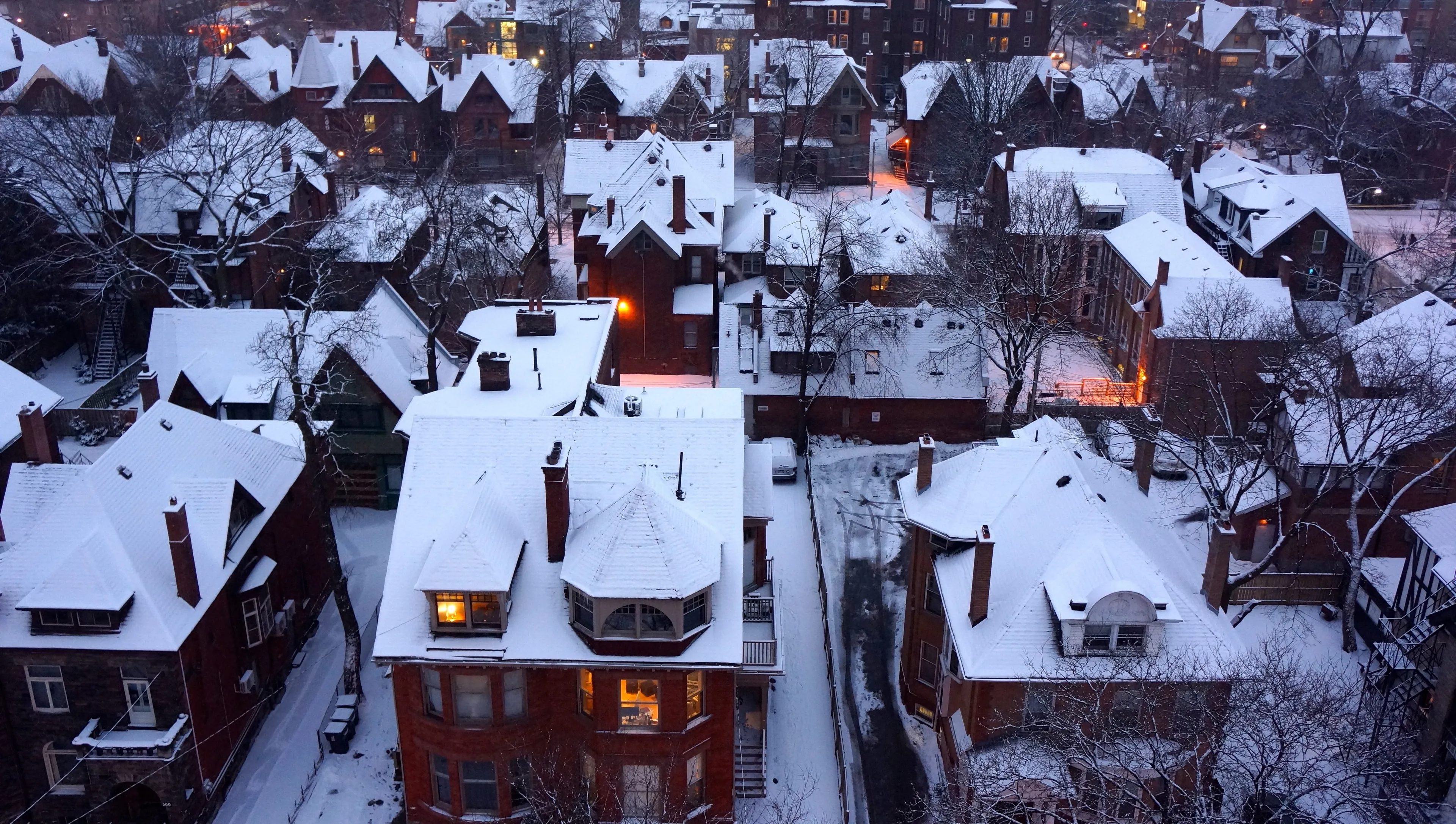 An aerial wintertime shot of the Annex neighbourhood in Toronto. (Shutterstock)