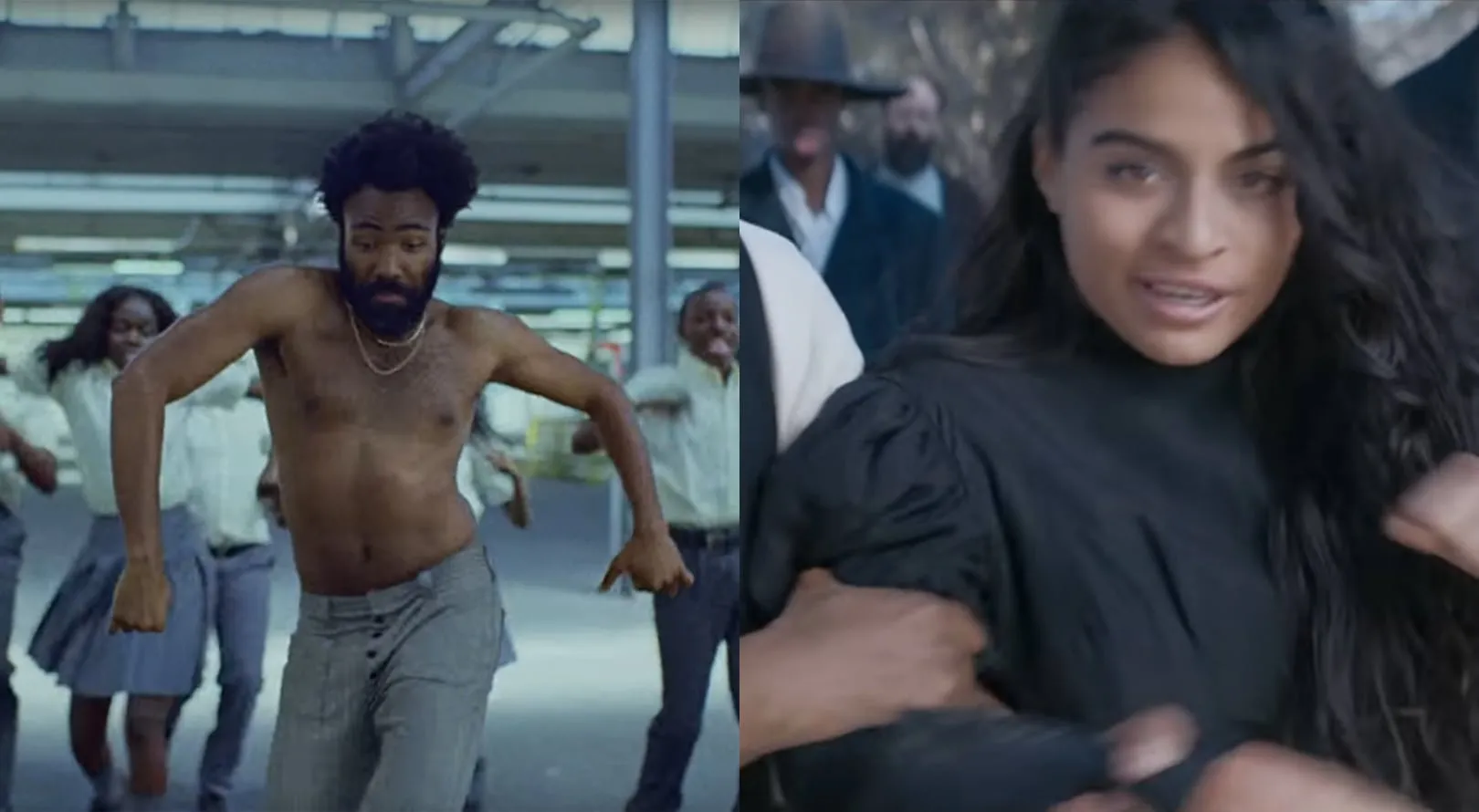 Top: Childish Gambino's This is America video.
Bottom: Jessie Reyez's Body Count video.
(YouTube)