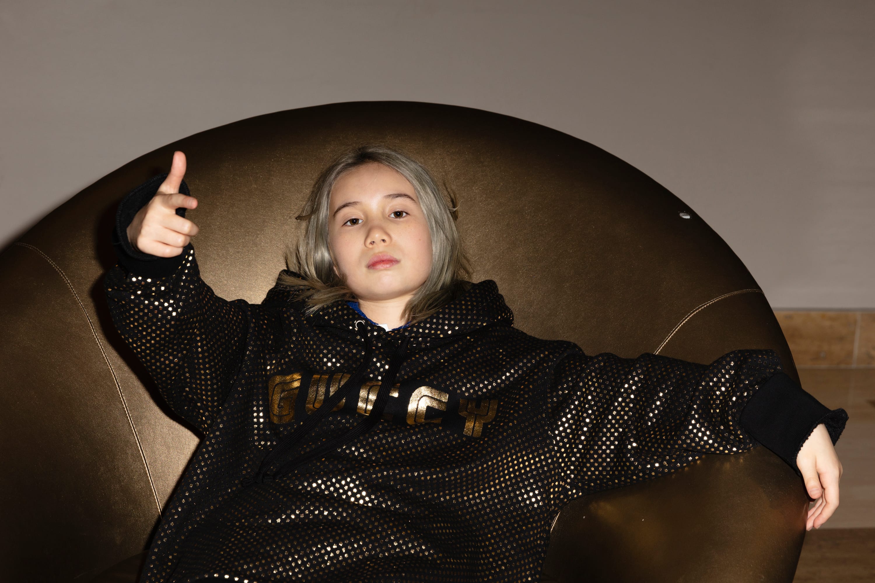 Lil Tay, a viral social media star, poses for a portrait at in Los Angeles, California on May 22, 2018. (Photograph by Philip Cheung)