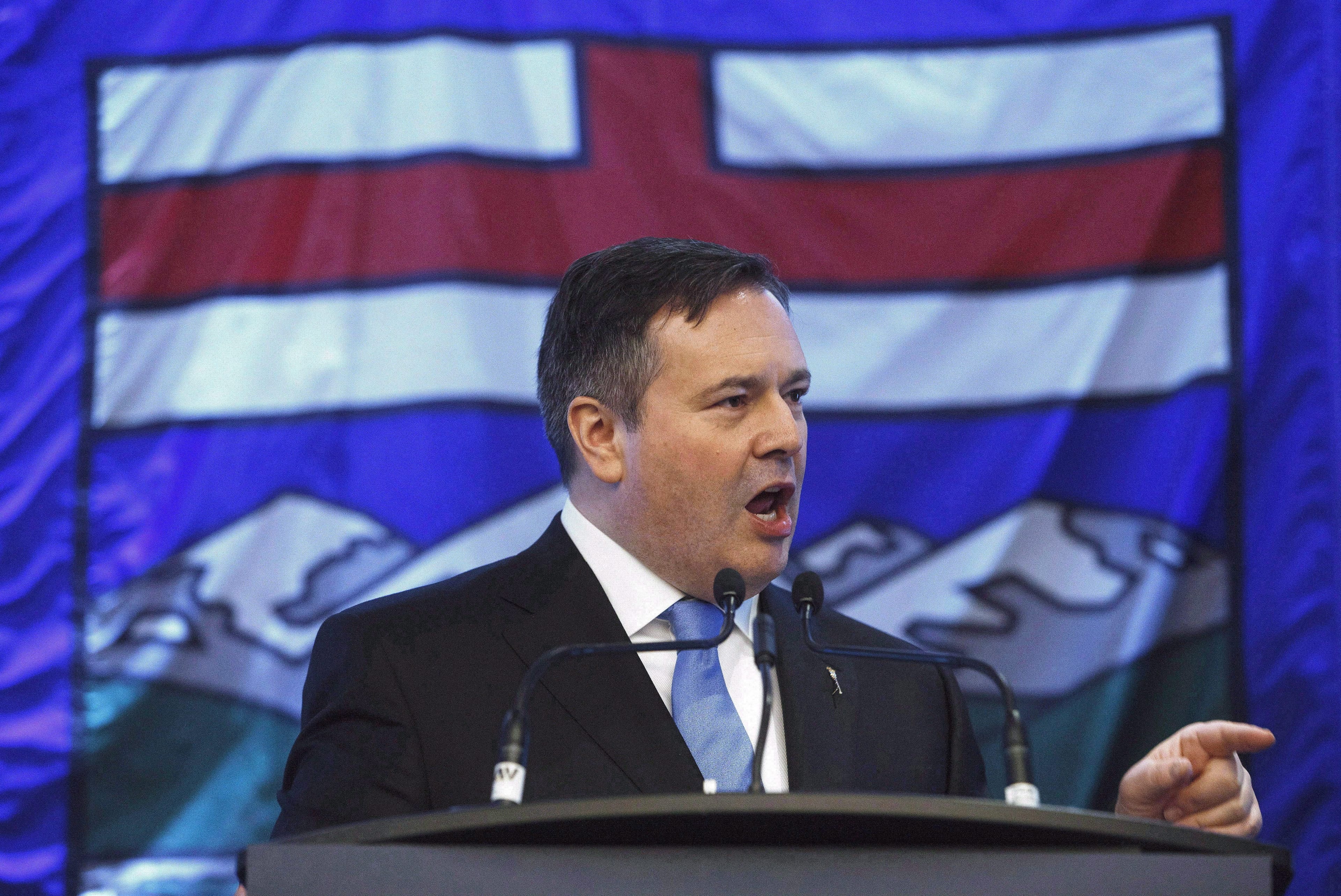 United Conservative Party leader Jason Kenney speaks in Edmonton Alta, on Monday January 29, 2018. Edmonton's pride festival has rejected an application by the opposition United Conservative Party to participate in its parade.THE CANADIAN PRESS/Jason Franson
