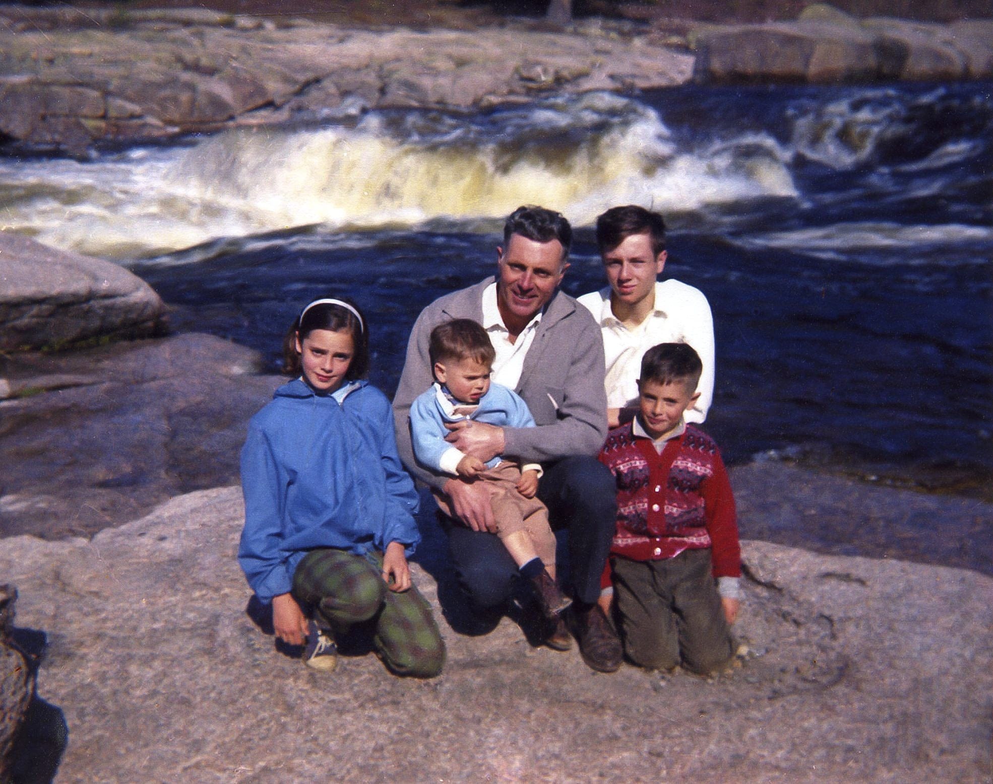Bert Demmings, middle, surrounded by his kids in a photo at Pabineau Falls, N.B., in 1965.